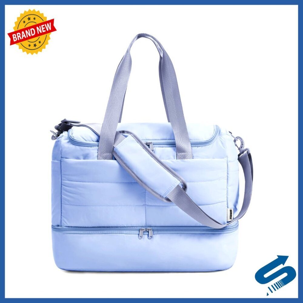 Lightweight Puffer Travel Duffle Bag with Shoe Compartment TSA Toiletry